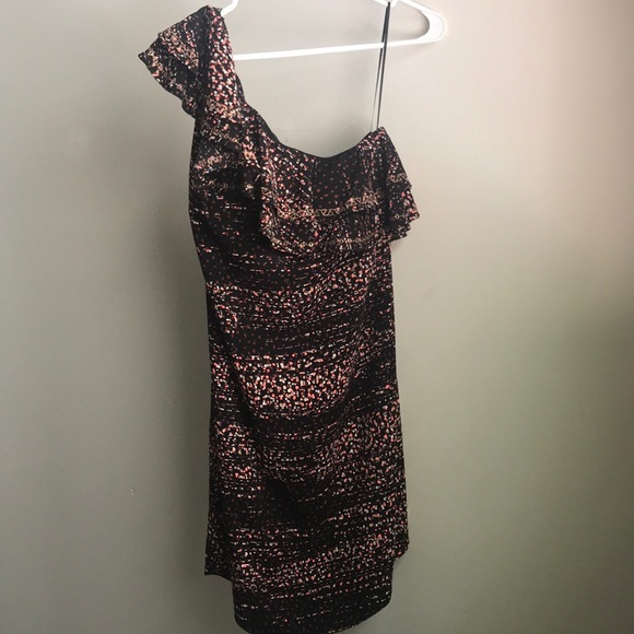 One-shoulder Ruffle Confetti Pattern Dress - Picture 3 of 5